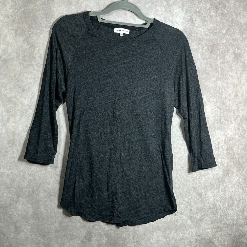 Community T-Shirt Womens Small Gray 3/4 Sleeves Crew‎ Neck Casual Minimalist